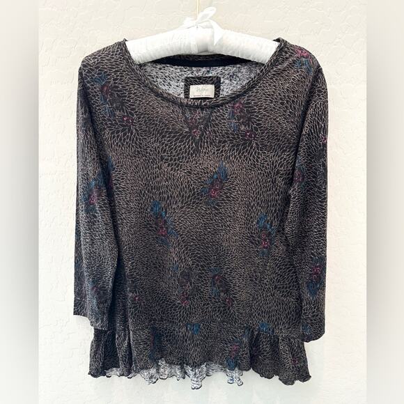 WRAP London | European 100% Linen Boho Print Lightweight Lagenlook Peplum Top |8 - Picture 1 of 7
